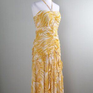 White House Black Market Halter Braid Ruched Maxi Dress NWT Size 0